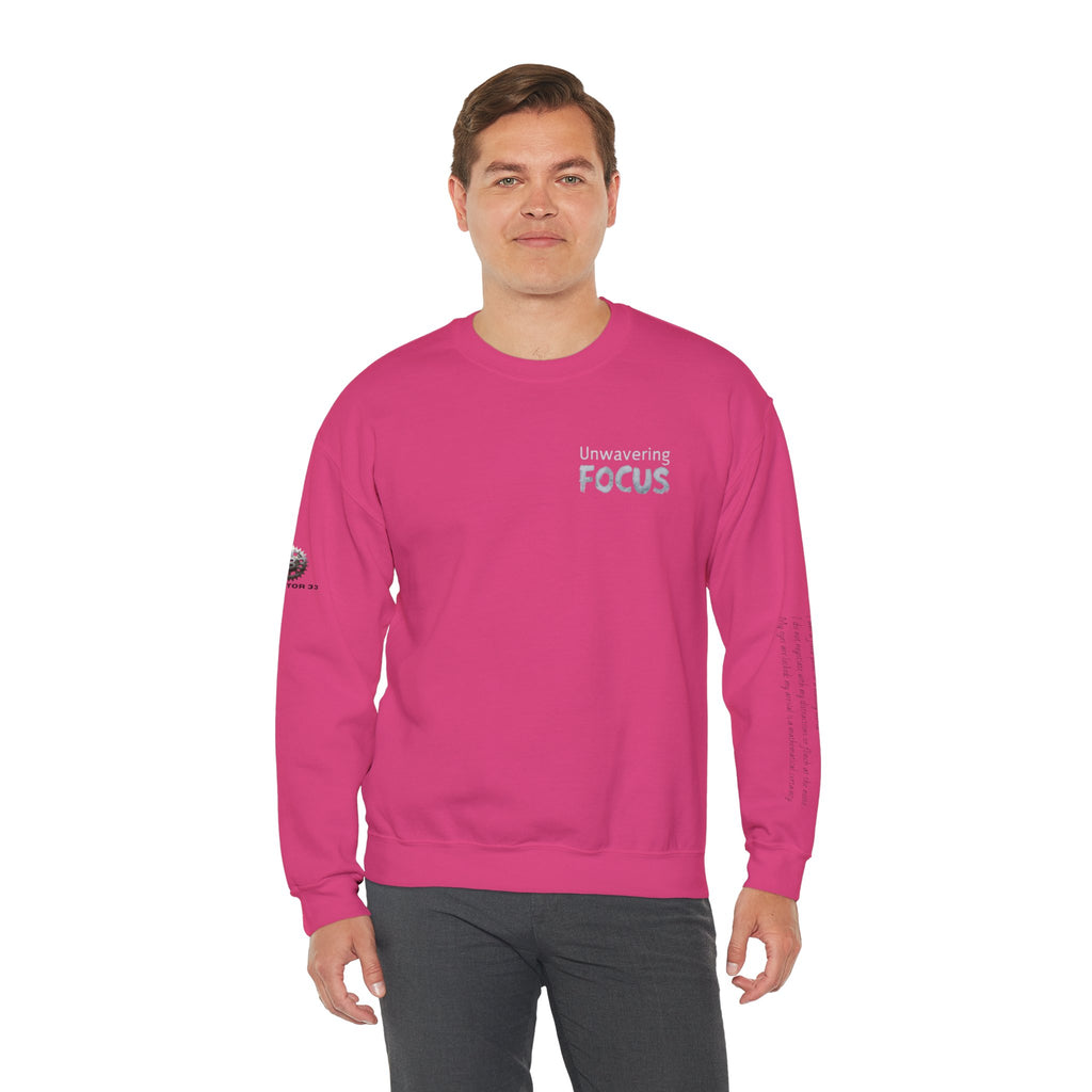 “Unwavering Focus” Crewneck Sweatshirt- Sleeve Print Affirmation