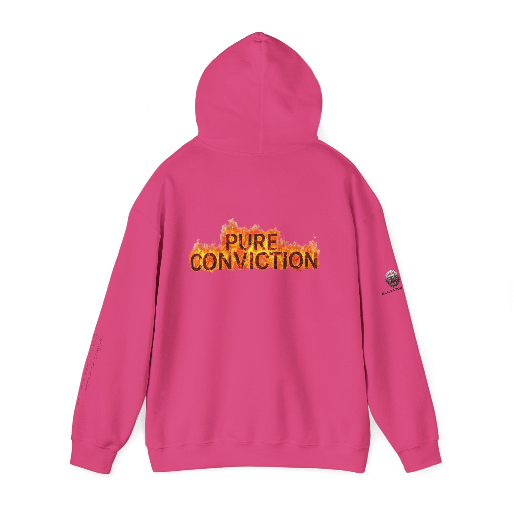 "Pure Conviction" Hoodie  - Sleeve Print Affirmation