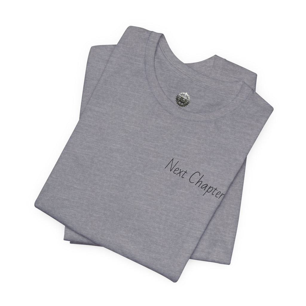 Next Chapter affirmation tee | Graphic open book back, inspirational sleeve text