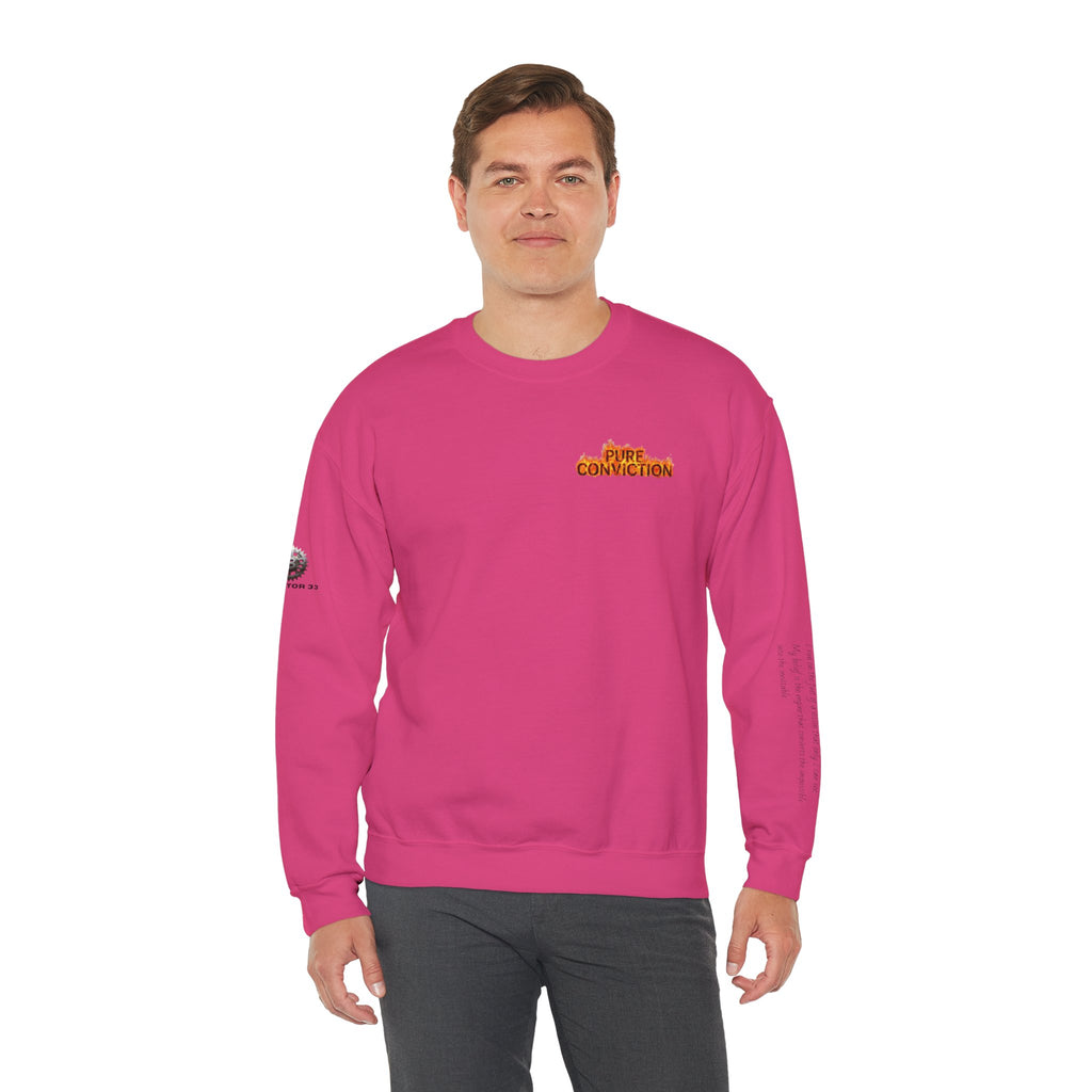"Pure Conviction” Sweatshirt -Sleeve Print Affirmation