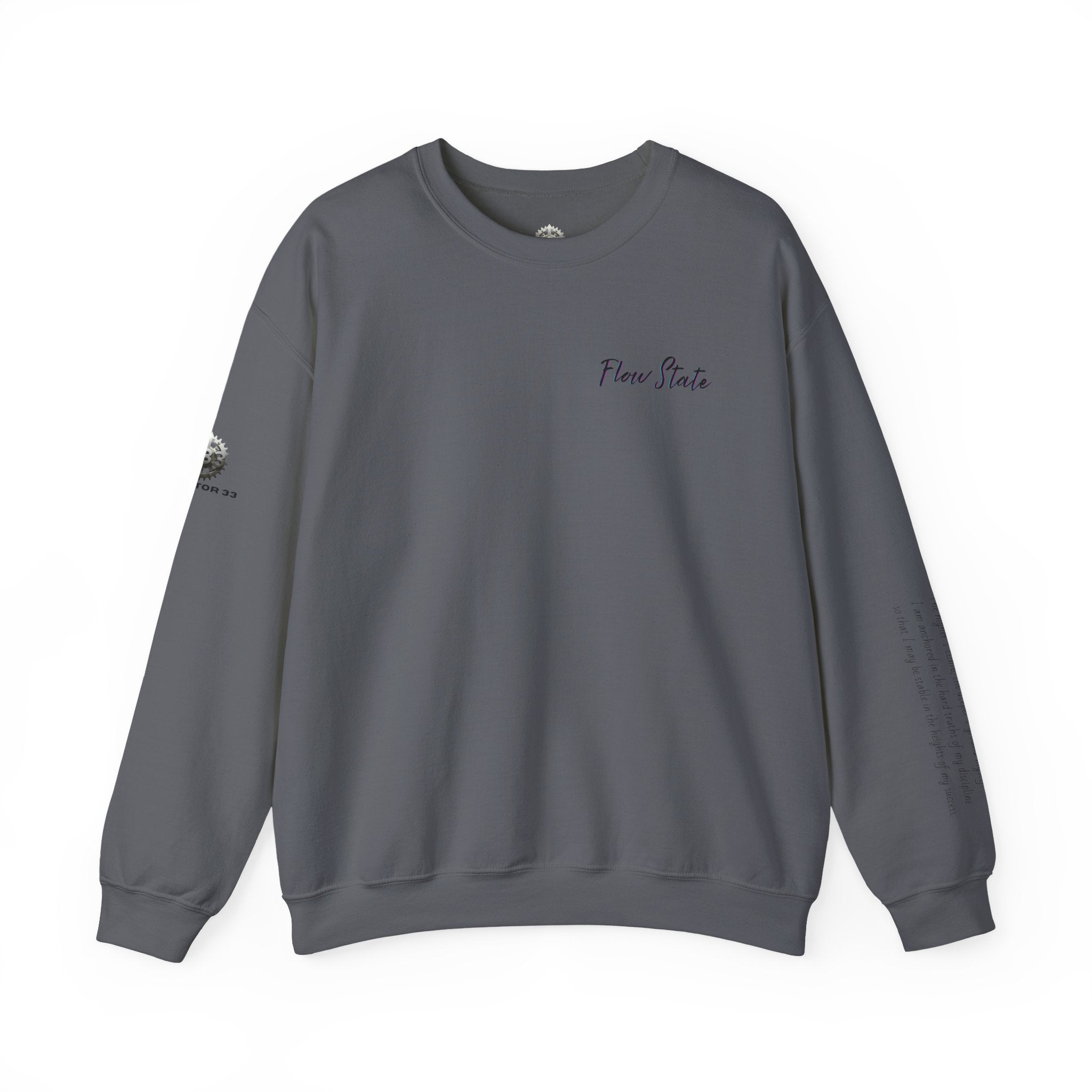 “Flow State” Crewneck Sweatshirt- Sleeve Print Affirmation