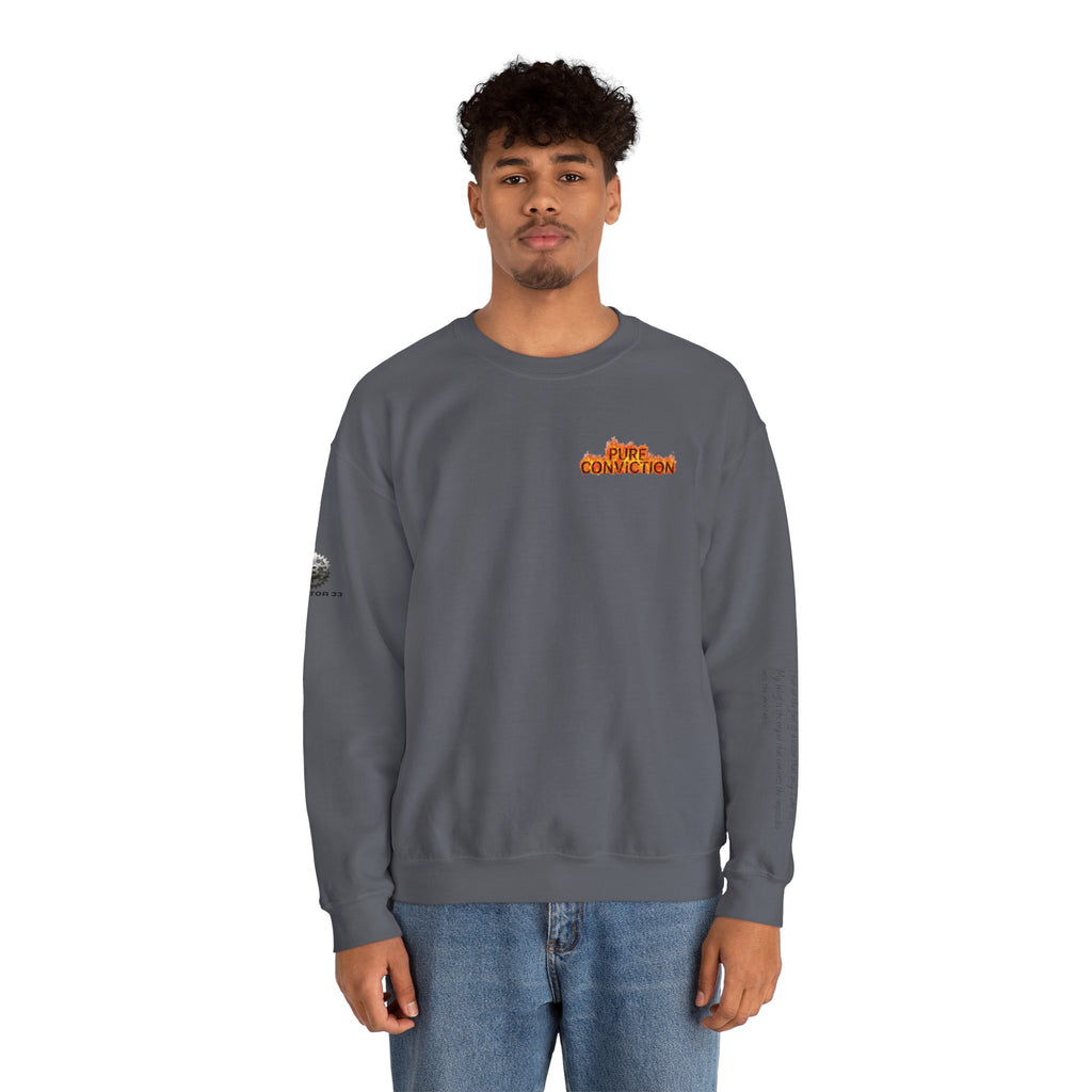 "Pure Conviction” Sweatshirt -Sleeve Print Affirmation