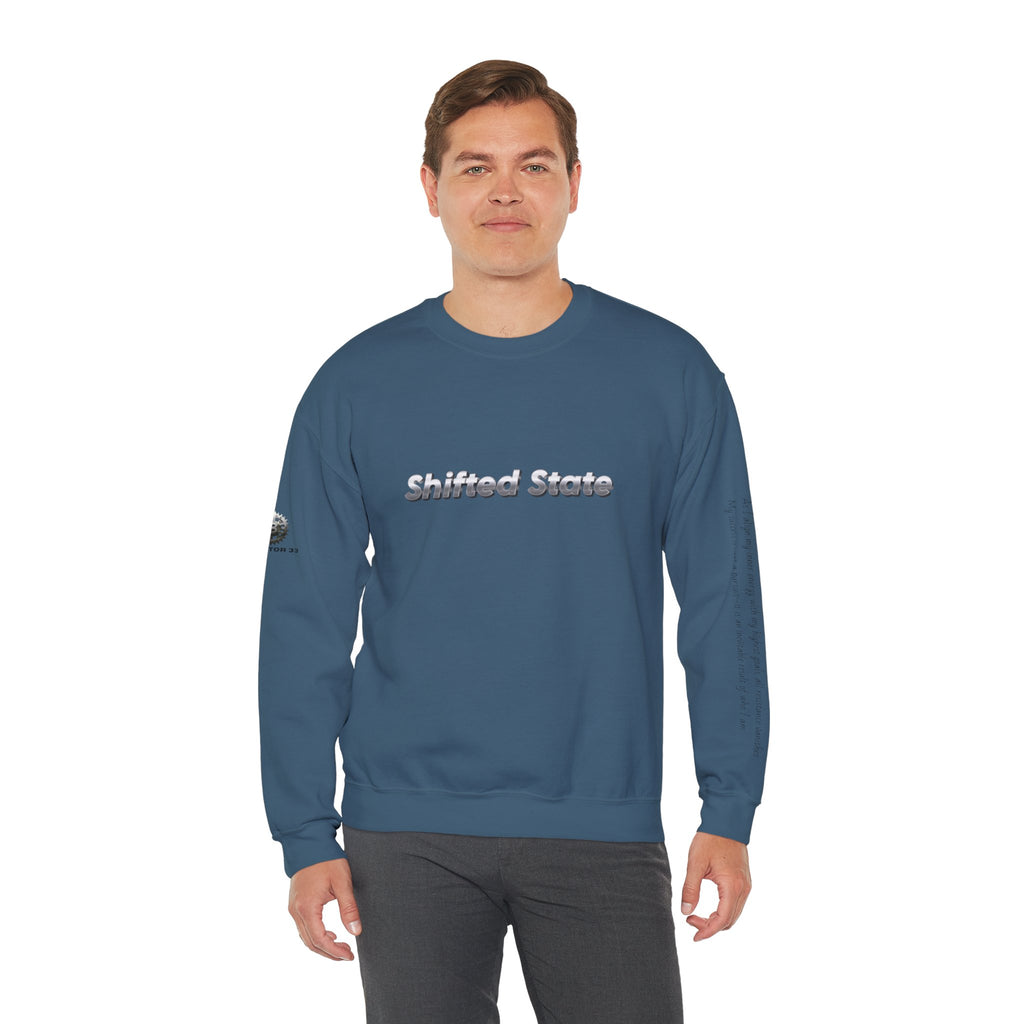 “Shifted State” Crewneck Sweatshirt- Sleeve Print Affirmation