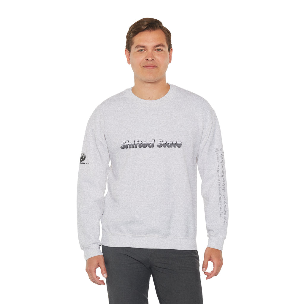 “Shifted State” Crewneck Sweatshirt- Sleeve Print Affirmation