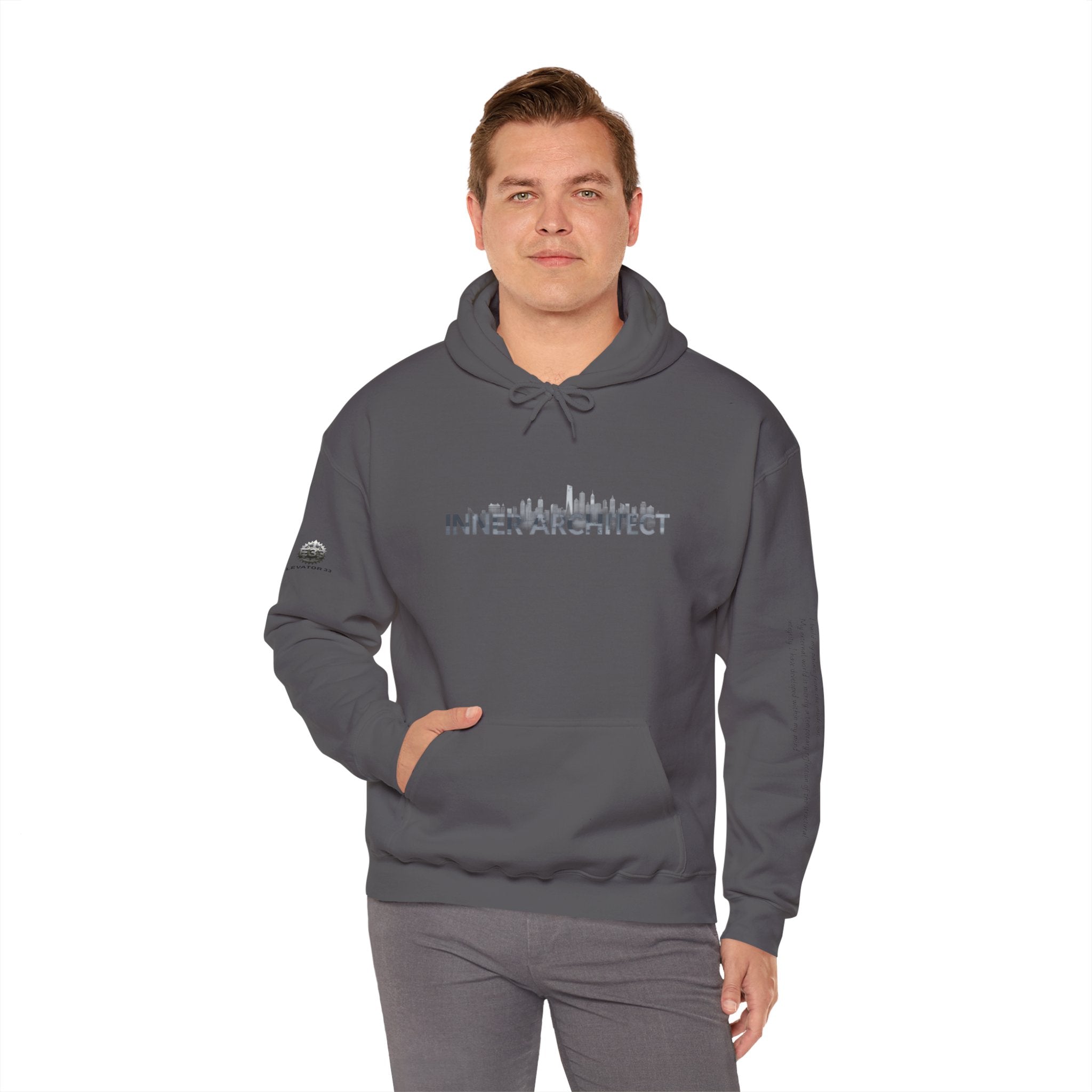 "Inner Architect" Hoodie Sweatshirt- Sleeve Printed Affirmation