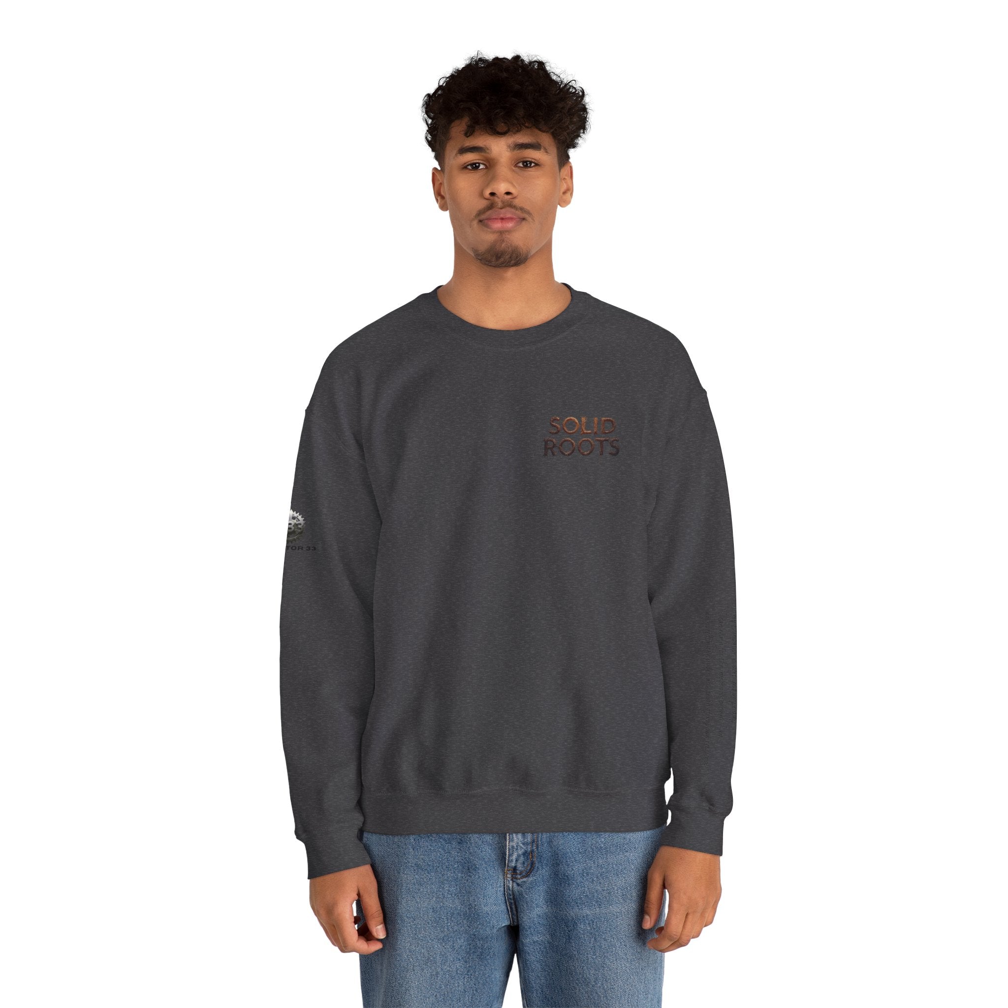 "Solid Roots" Crewneck - Heavyweight Sleeve Print Sweatshirt