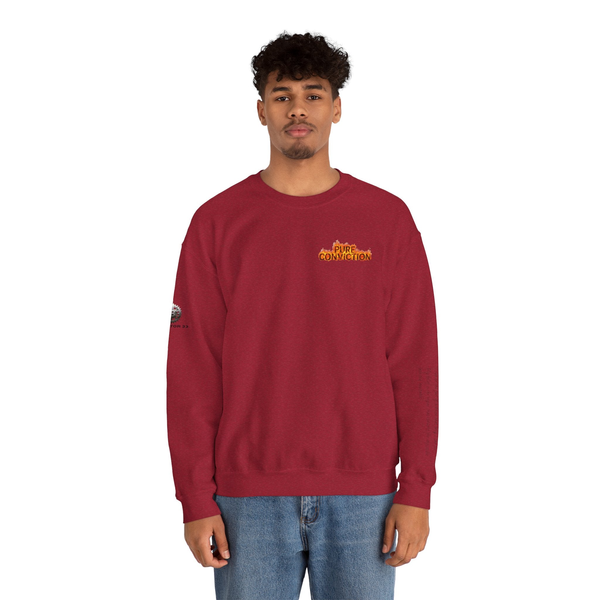 "Pure Conviction” Sweatshirt -Sleeve Print Affirmation