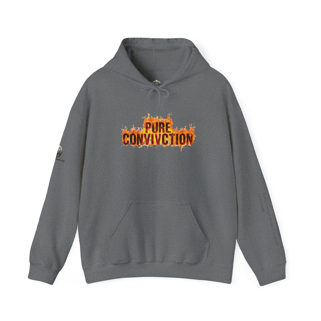 "Pure Conviction" Hoodie  - Sleeve Print Affirmation