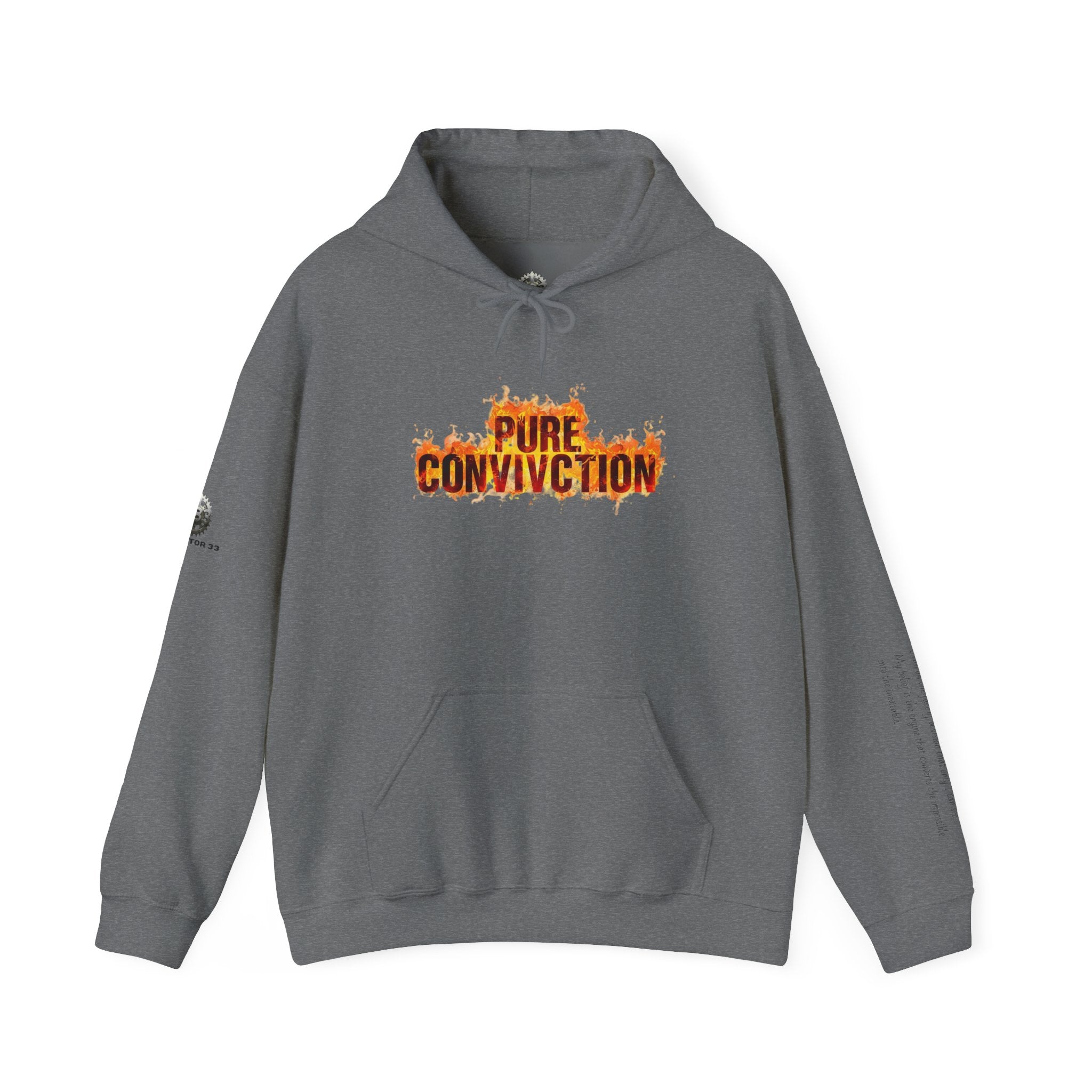 "Pure Conviction" Hoodie  - Sleeve Print Affirmation