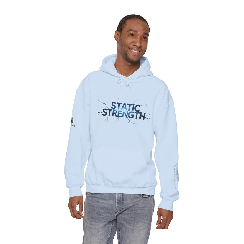 “Static Strength” Hoodie Sweatshirt- Sleeve Print Affirmation
