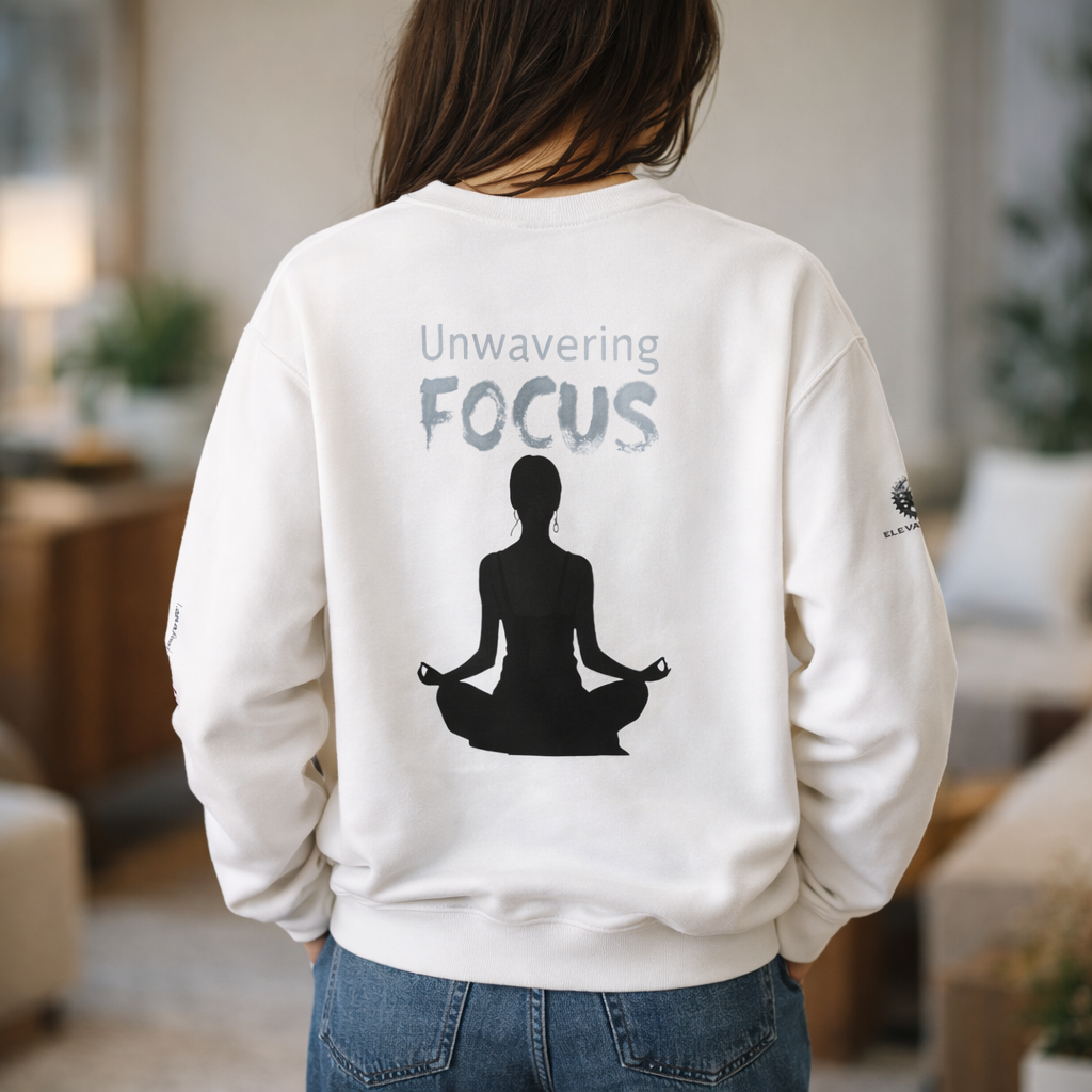 “Unwavering Focus” Crewneck Sweatshirt- Sleeve Print Affirmation