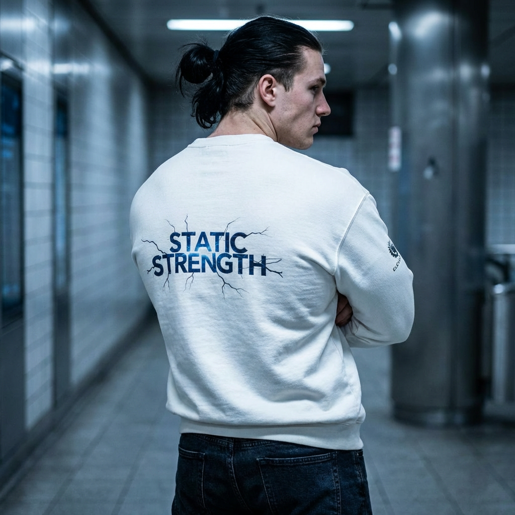 “Static Strength” Crewneck Sweatshirt- Sleeve Print Affirmation