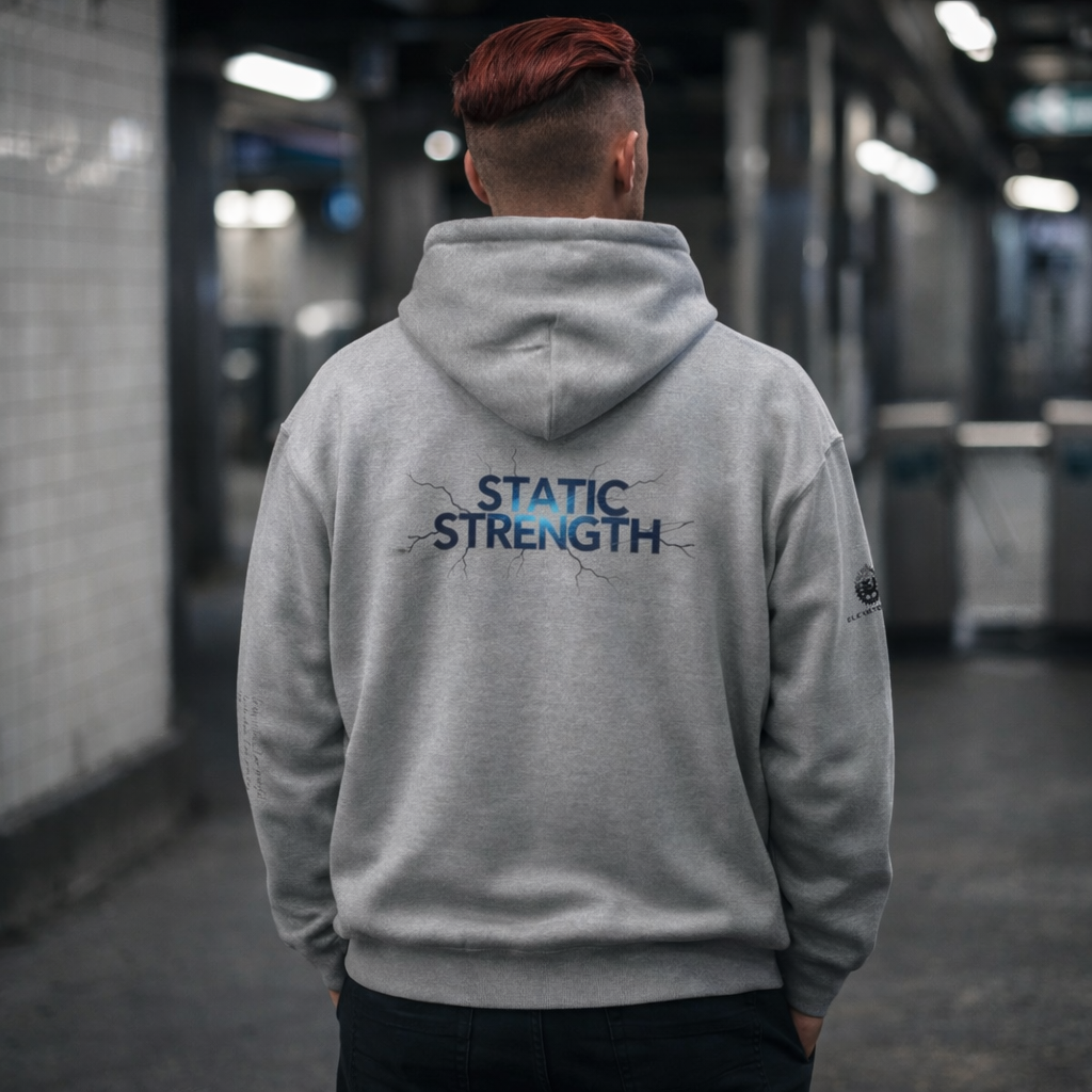 “Static Strength” Hoodie Sweatshirt- Sleeve Print Affirmation