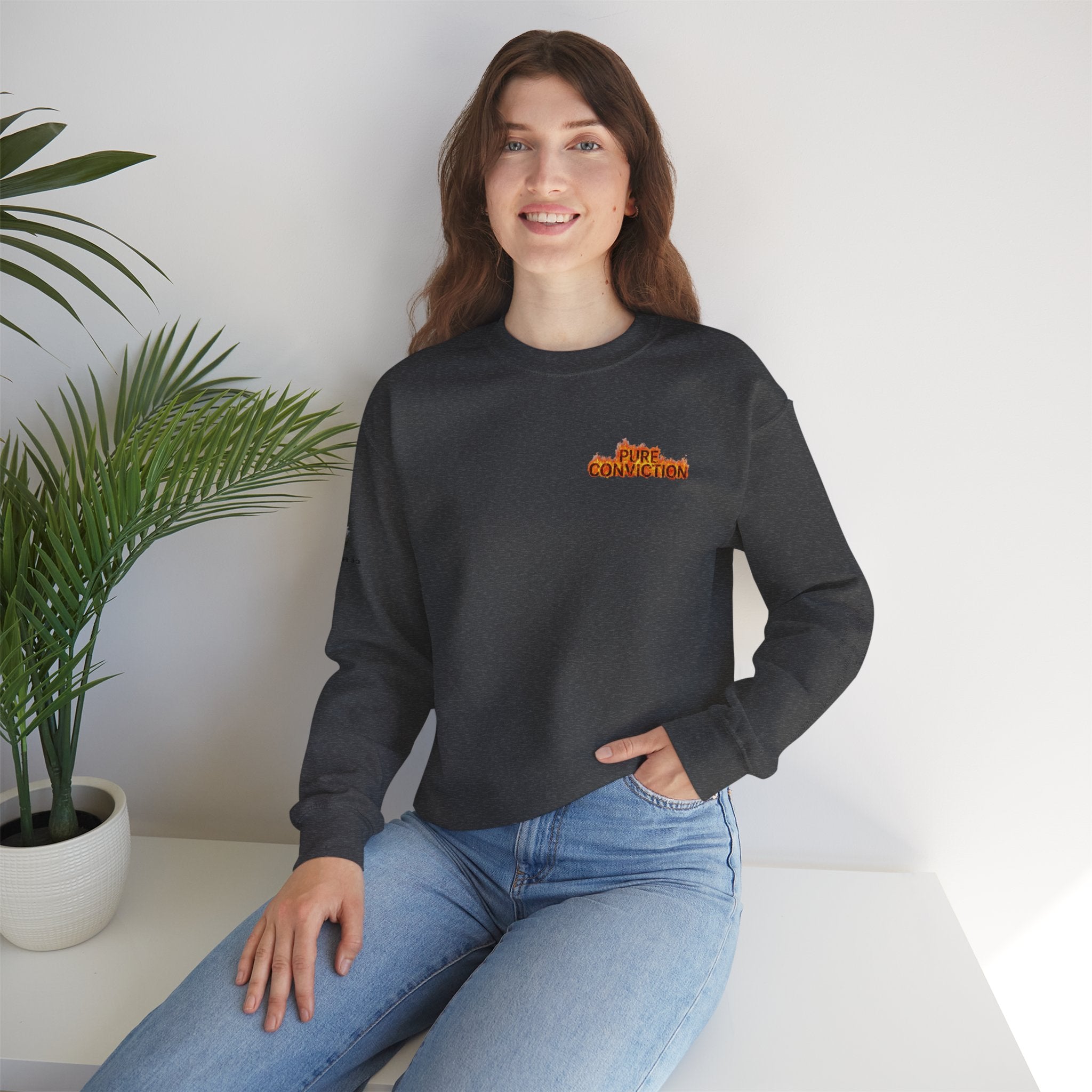 "Pure Conviction” Sweatshirt -Sleeve Print Affirmation