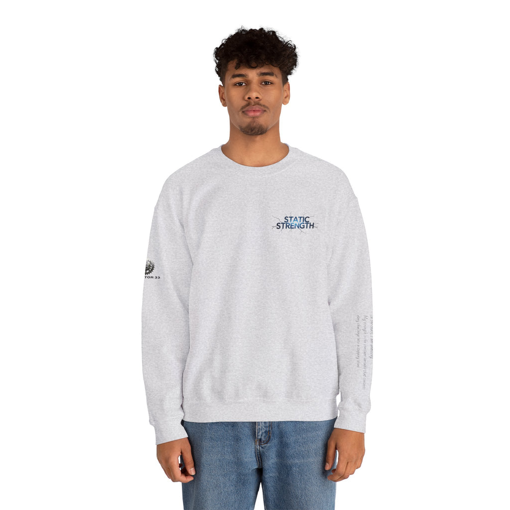 “Static Strength” Crewneck Sweatshirt- Sleeve Print Affirmation