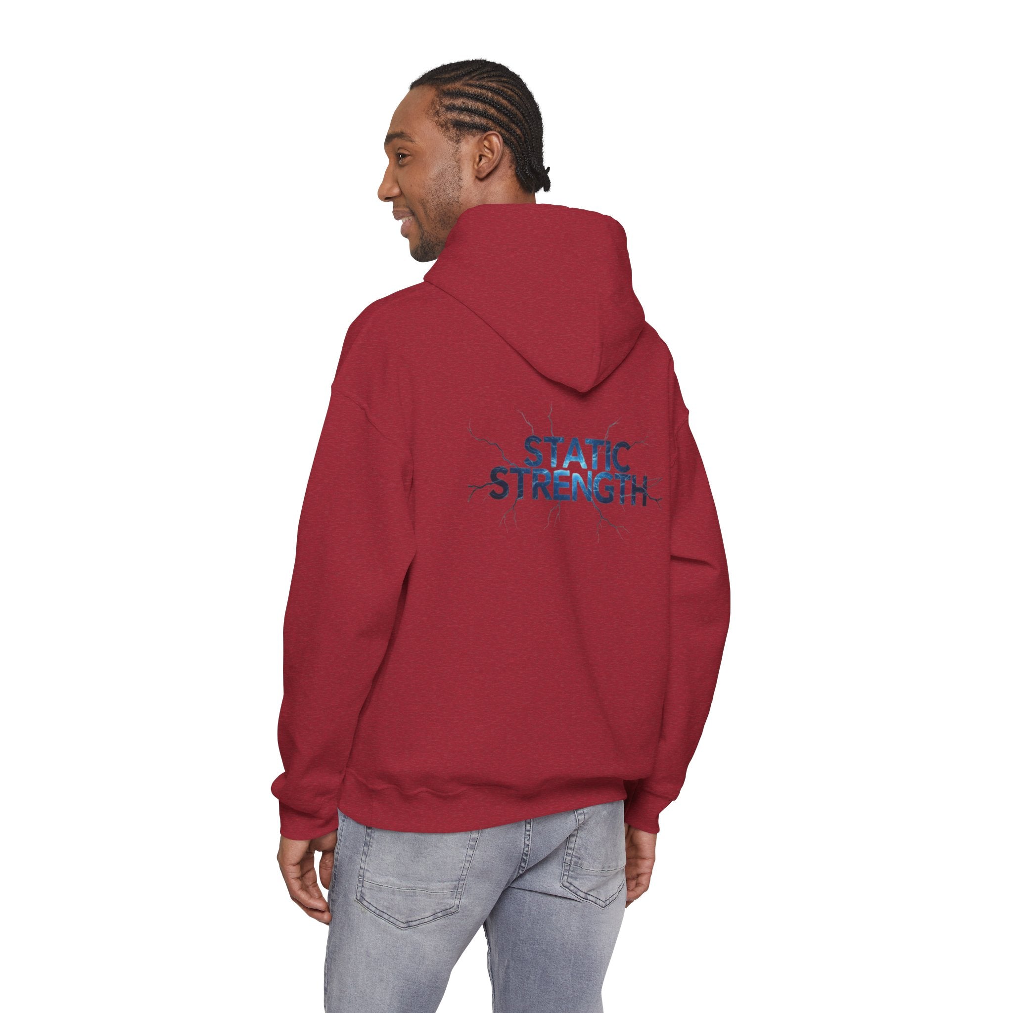 “Static Strength” Hoodie Sweatshirt- Sleeve Print Affirmation