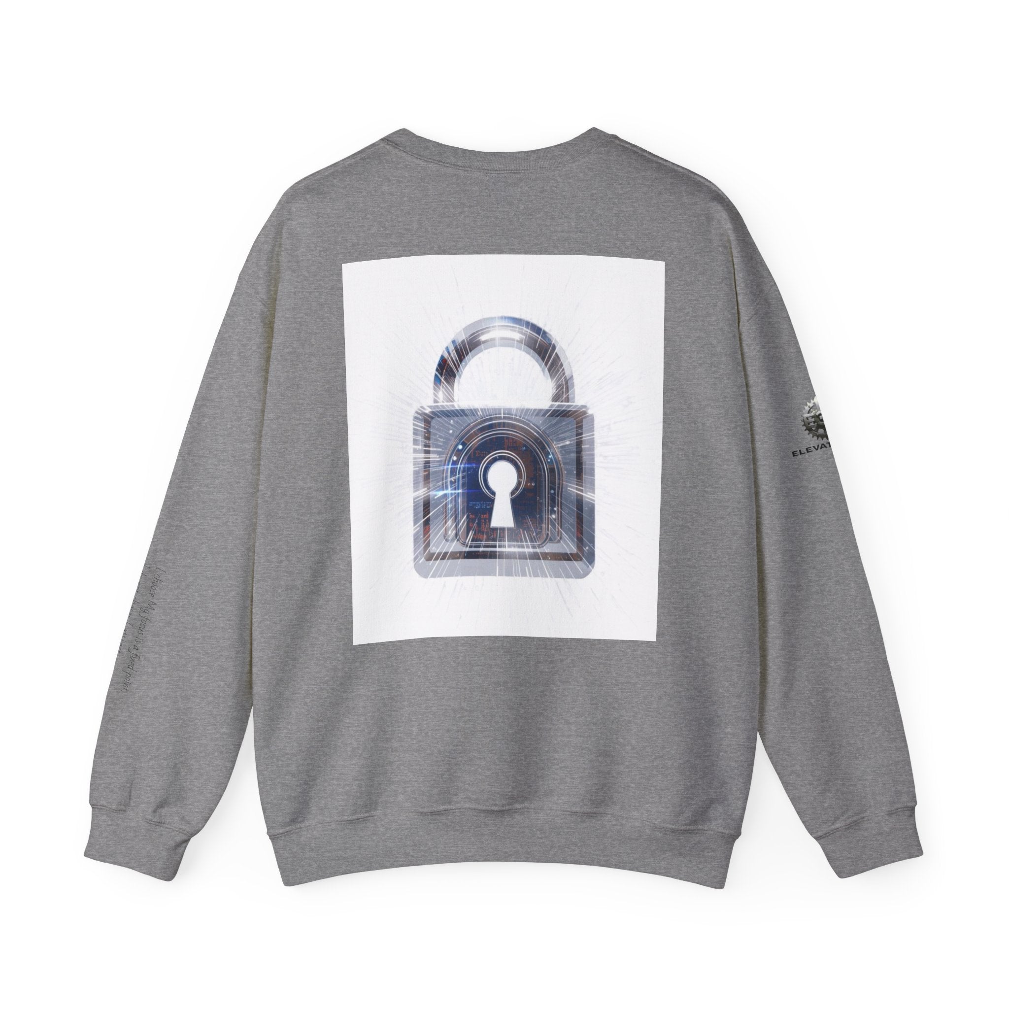 “Source Lock” Crewneck Sweatshirt- Sleeve Print Affirmation