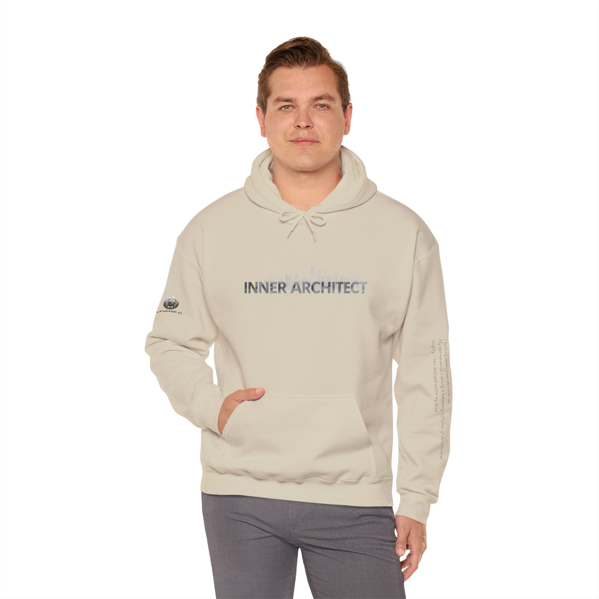 "Inner Architect" Hoodie Sweatshirt- Sleeve Printed Affirmation
