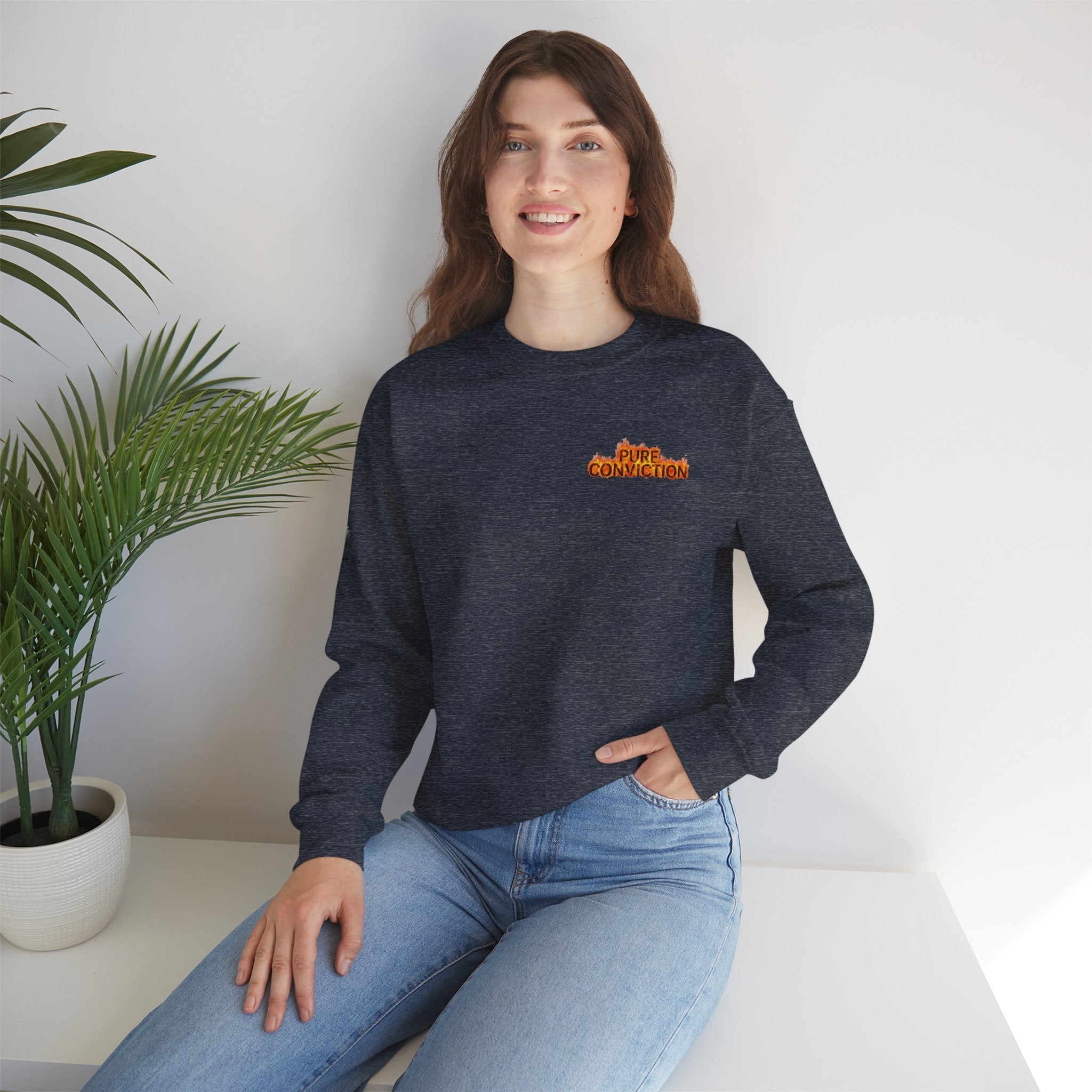 "Pure Conviction” Sweatshirt -Sleeve Print Affirmation