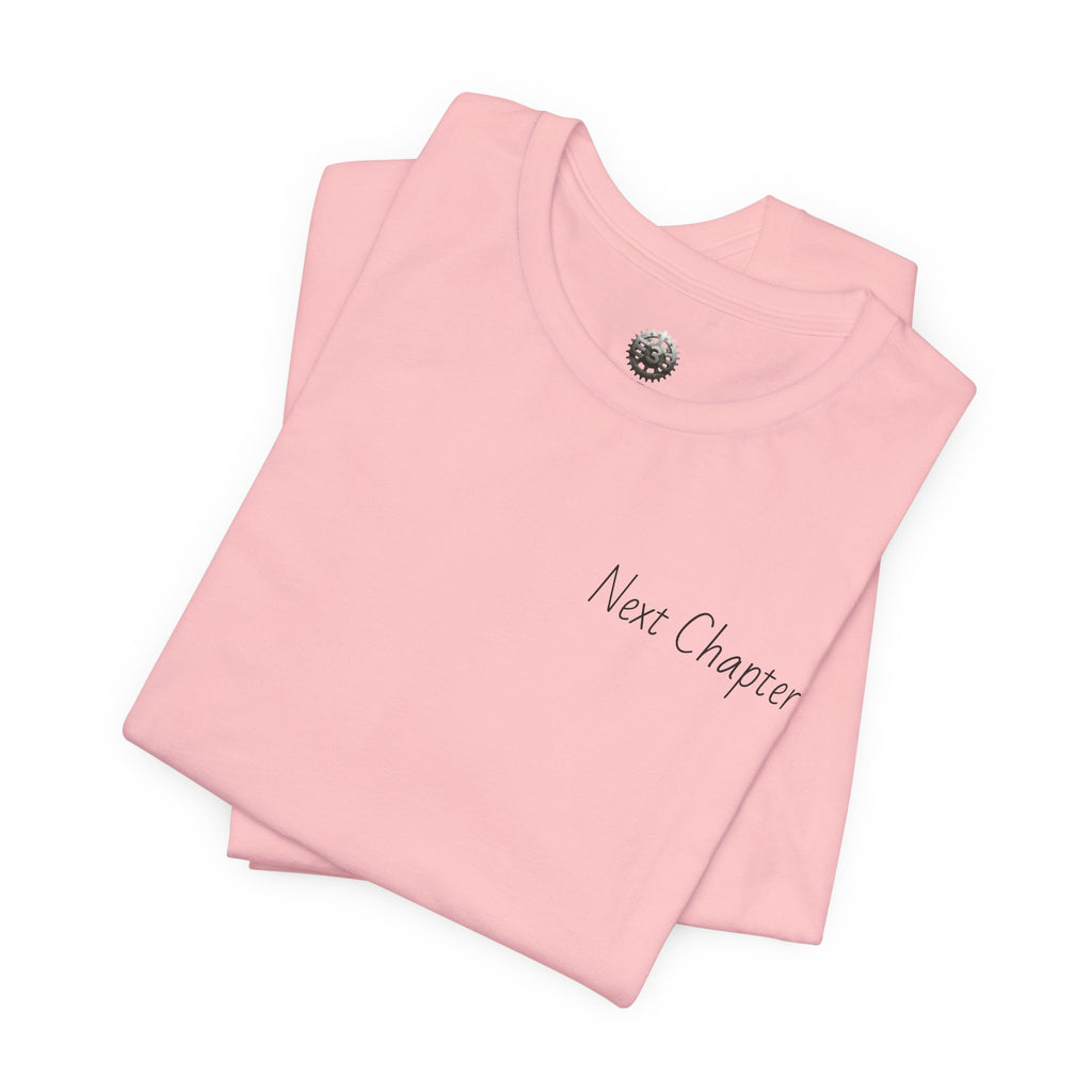 Next Chapter affirmation tee | Graphic open book back, inspirational sleeve text