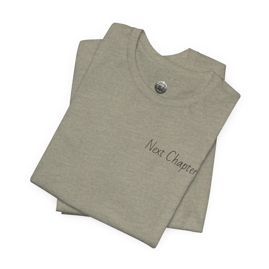 Next Chapter affirmation tee | Graphic open book back, inspirational sleeve text