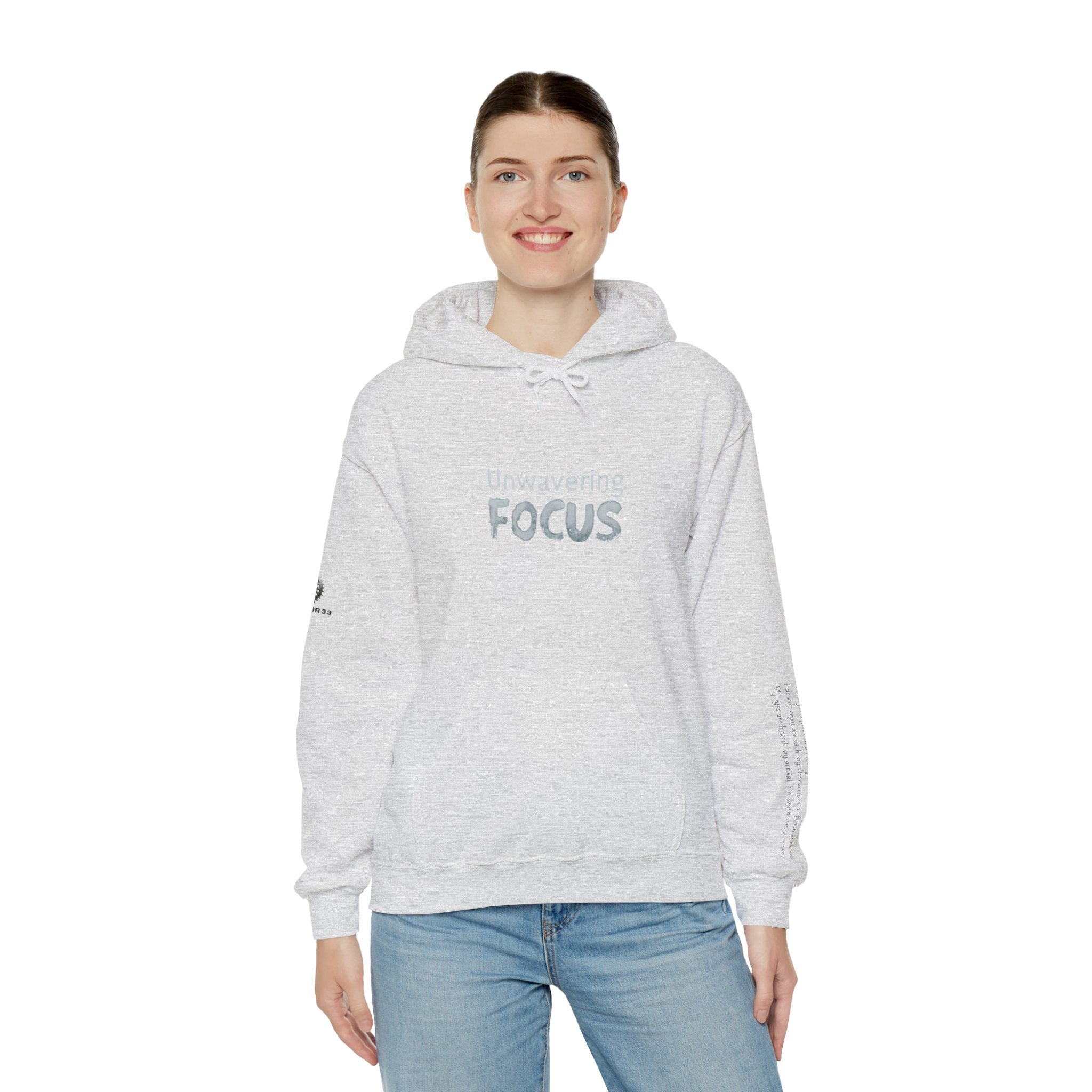 “Unwavering Focus” Hoodie- Sleeve Print Affirmation