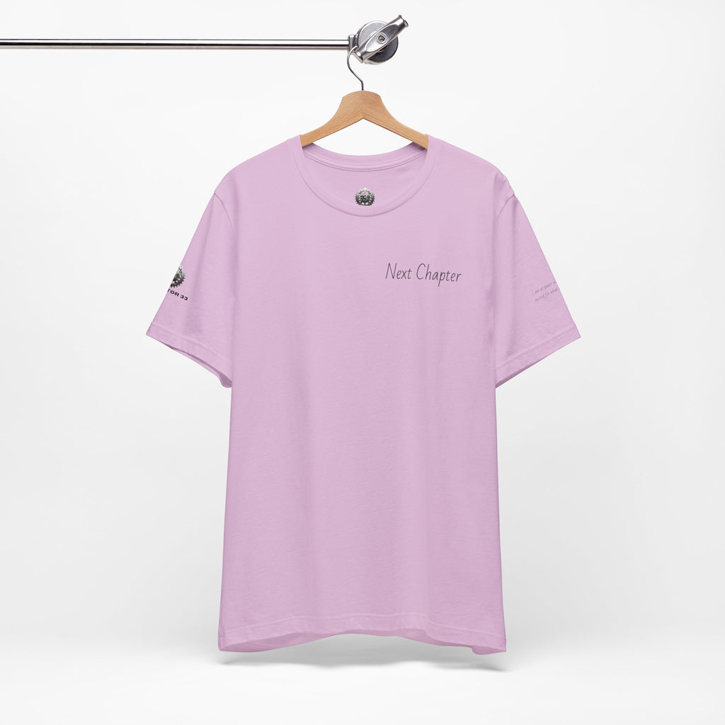 Next Chapter affirmation tee | Graphic open book back, inspirational sleeve text