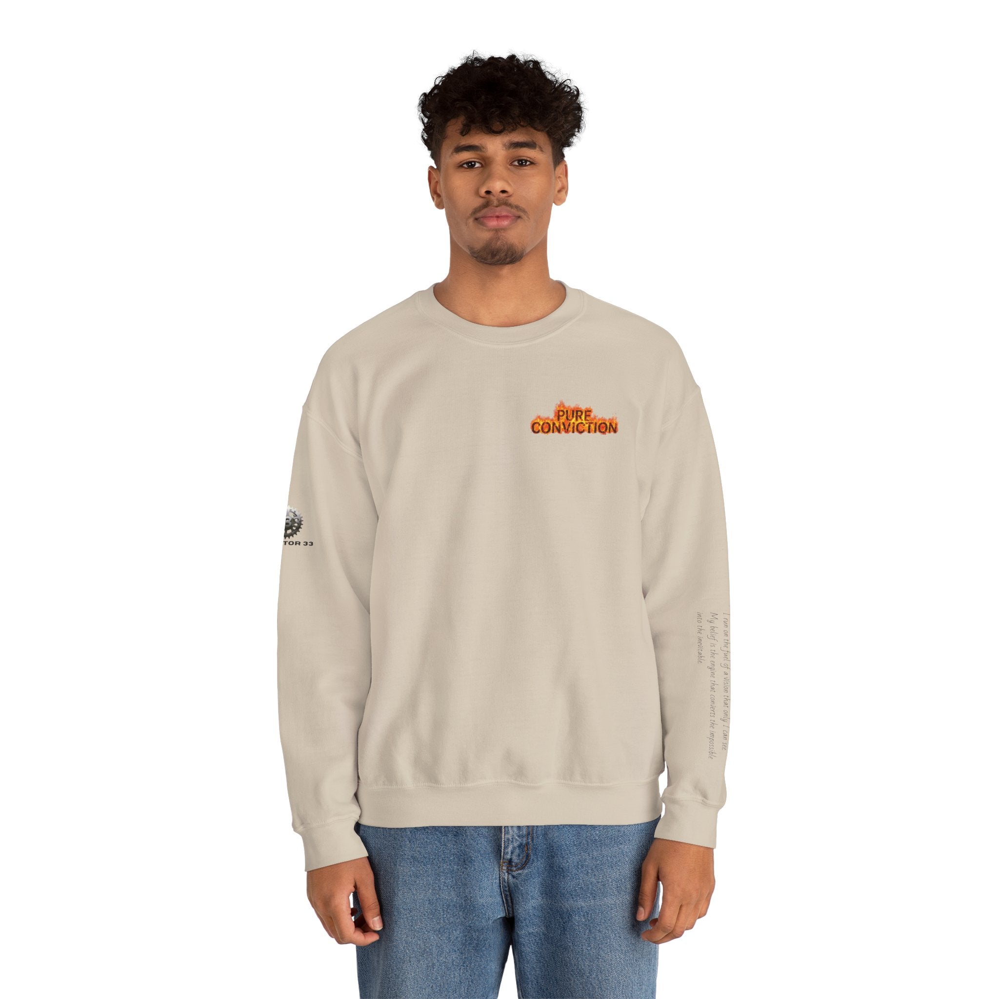 "Pure Conviction” Sweatshirt -Sleeve Print Affirmation