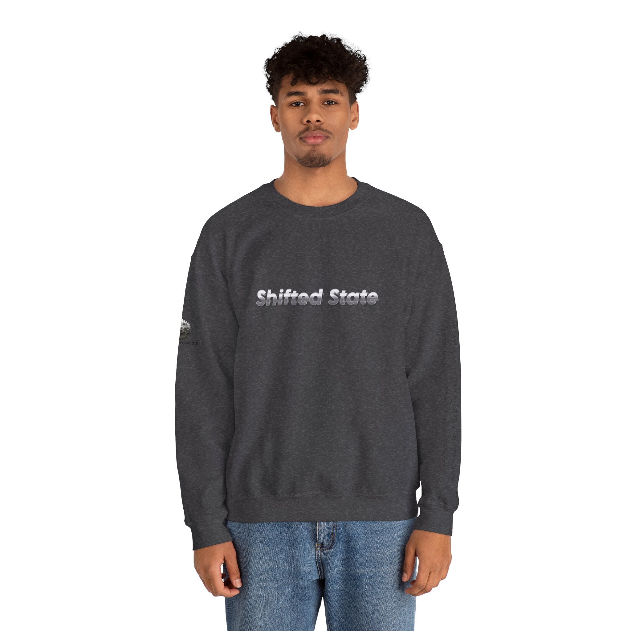 “Shifted State” Crewneck Sweatshirt- Sleeve Print Affirmation