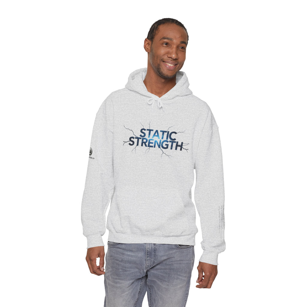 “Static Strength” Hoodie Sweatshirt- Sleeve Print Affirmation