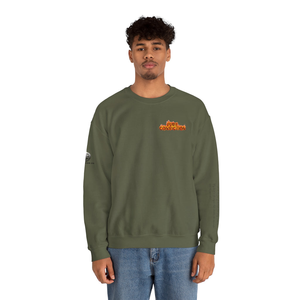 "Pure Conviction” Sweatshirt -Sleeve Print Affirmation