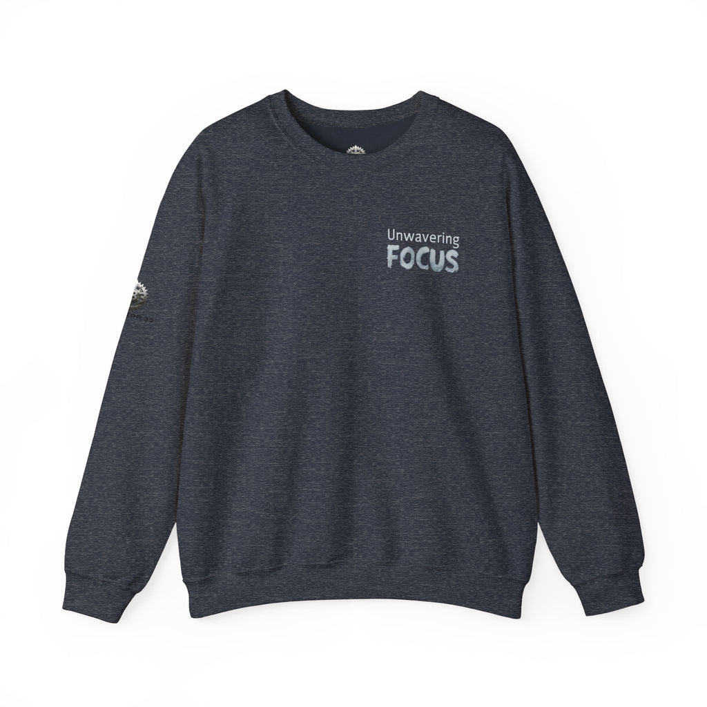 “Unwavering Focus” Crewneck Sweatshirt- Sleeve Print Affirmation