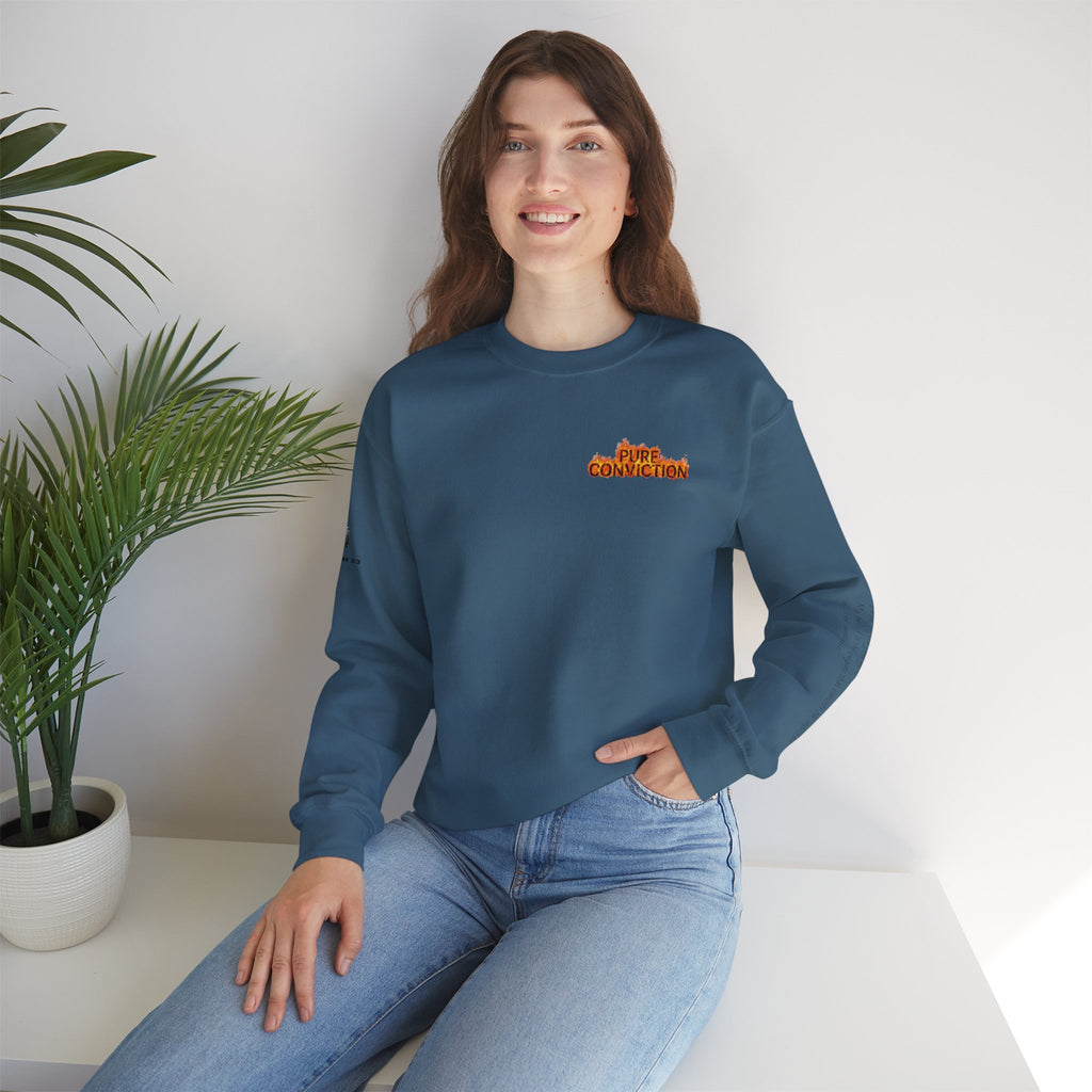 "Pure Conviction” Sweatshirt -Sleeve Print Affirmation