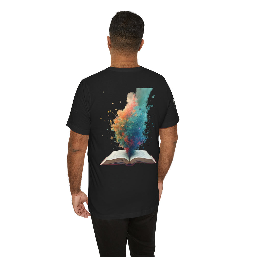 Next Chapter affirmation tee | Graphic open book back, inspirational sleeve text