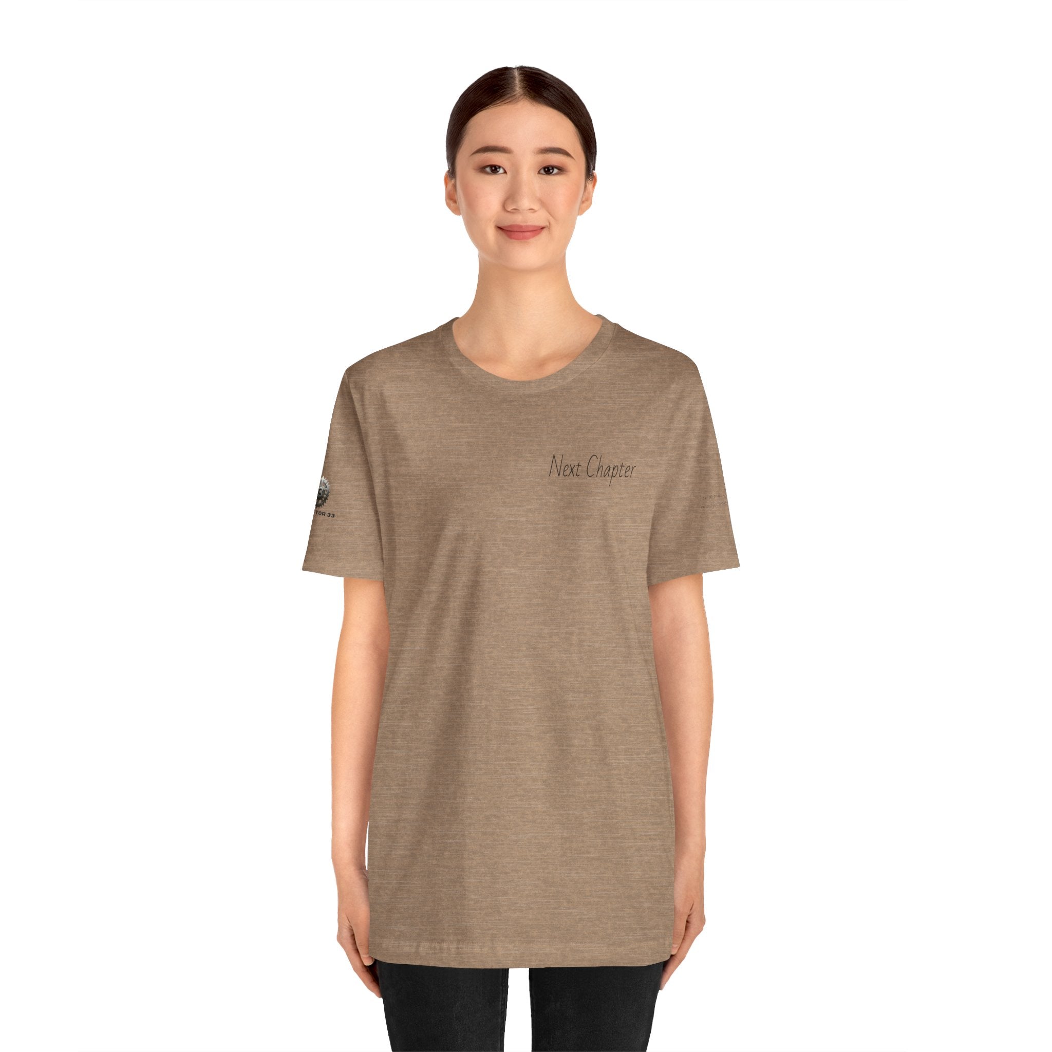 Next Chapter affirmation tee | Graphic open book back, inspirational sleeve text