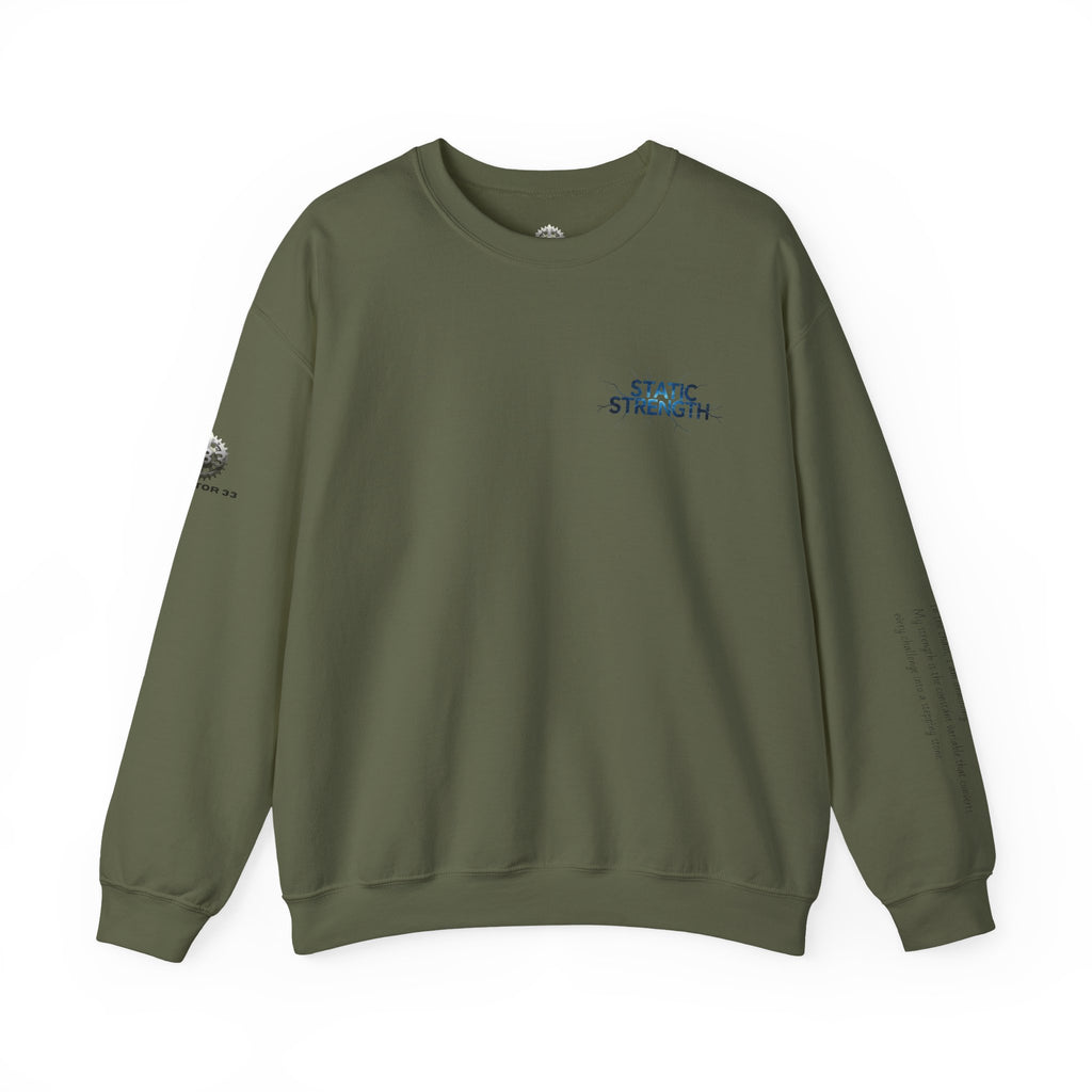“Static Strength” Crewneck Sweatshirt- Sleeve Print Affirmation
