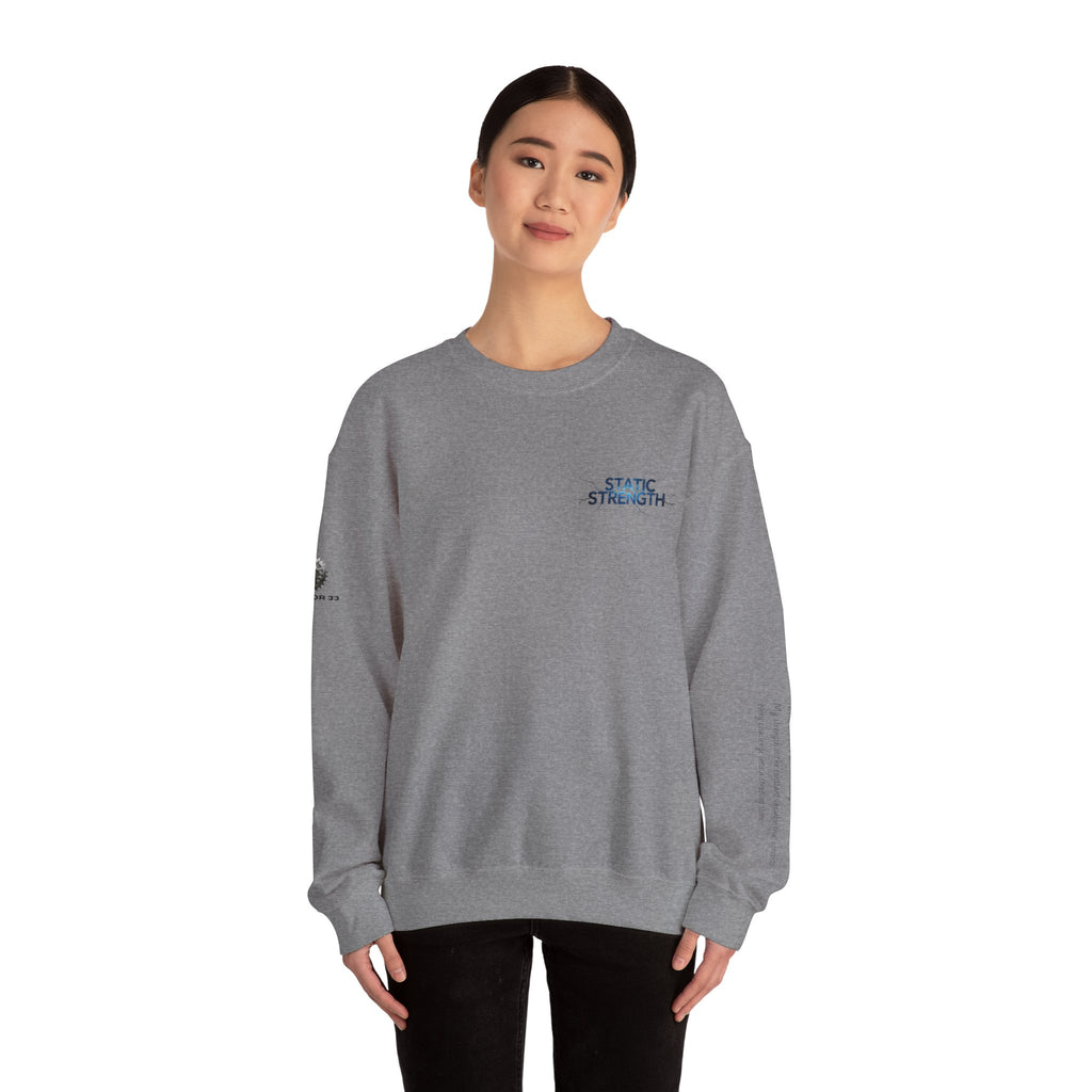 “Static Strength” Crewneck Sweatshirt- Sleeve Print Affirmation