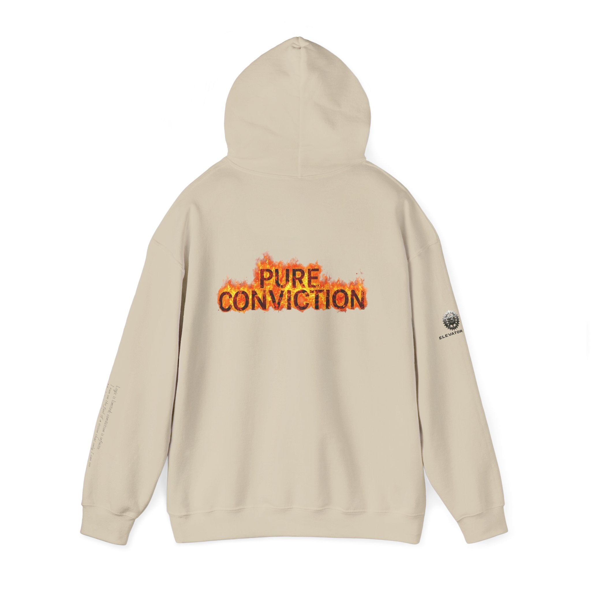 "Pure Conviction" Hoodie  - Sleeve Print Affirmation