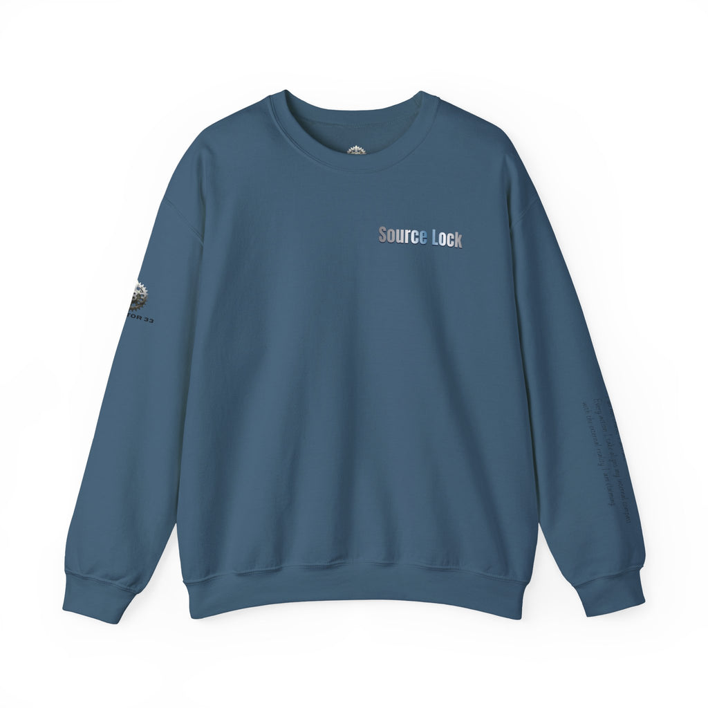 “Source Lock” Crewneck Sweatshirt- Sleeve Print Affirmation