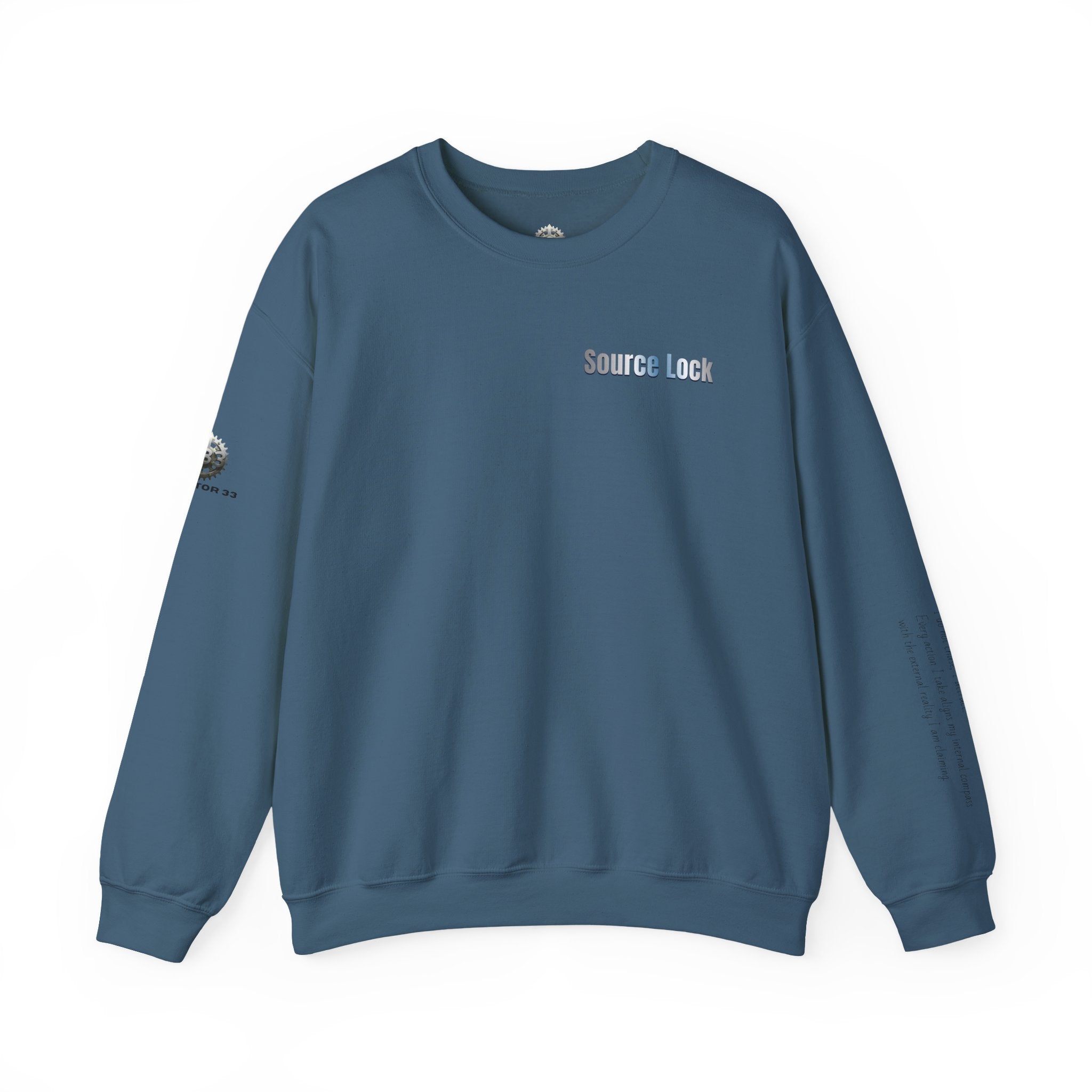 “Source Lock” Crewneck Sweatshirt- Sleeve Print Affirmation