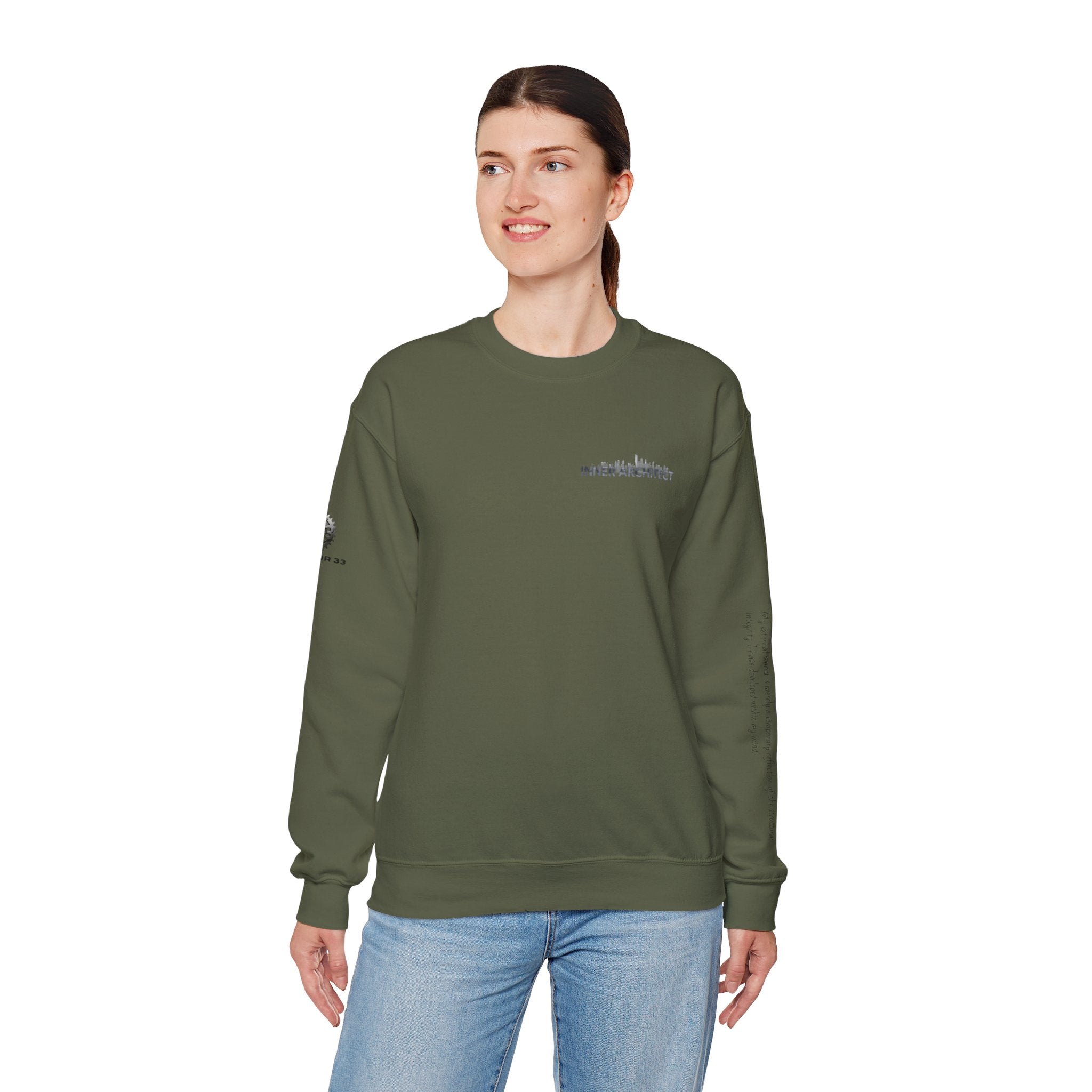 "Inner Architect" Crewneck Sweatshirt- Sleeve Printed Affirmation