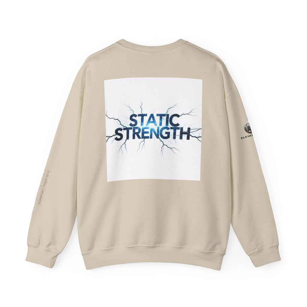 “Static Strength” Crewneck Sweatshirt- Sleeve Print Affirmation