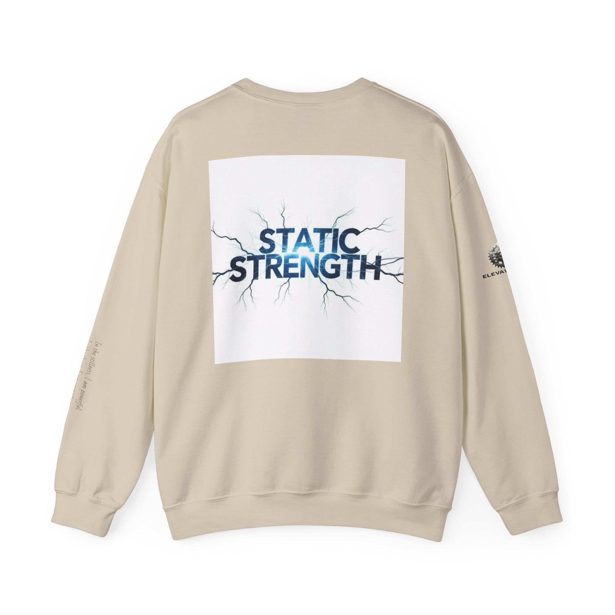 “Static Strength” Crewneck Sweatshirt- Sleeve Print Affirmation