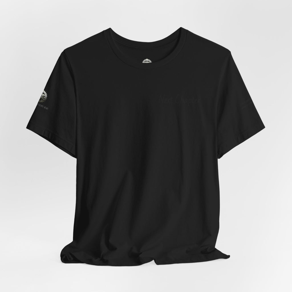 Next Chapter affirmation tee | Graphic open book back, inspirational sleeve text