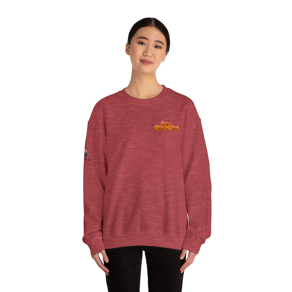 "Pure Conviction” Sweatshirt -Sleeve Print Affirmation