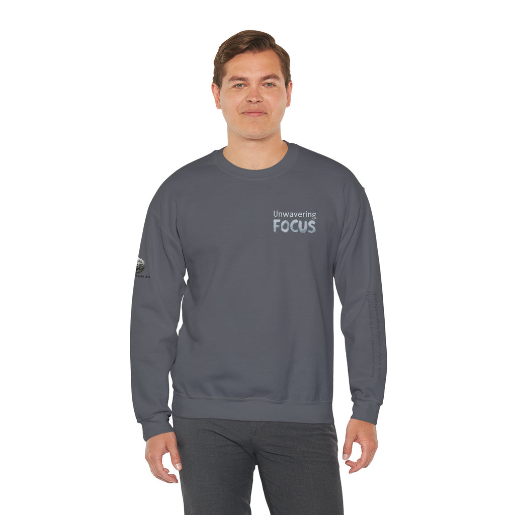 “Unwavering Focus” Crewneck Sweatshirt- Sleeve Print Affirmation