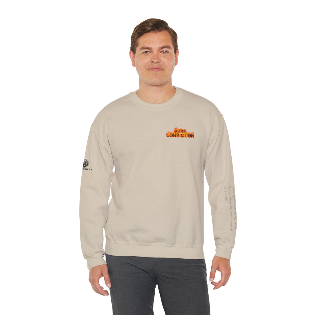 "Pure Conviction” Sweatshirt -Sleeve Print Affirmation