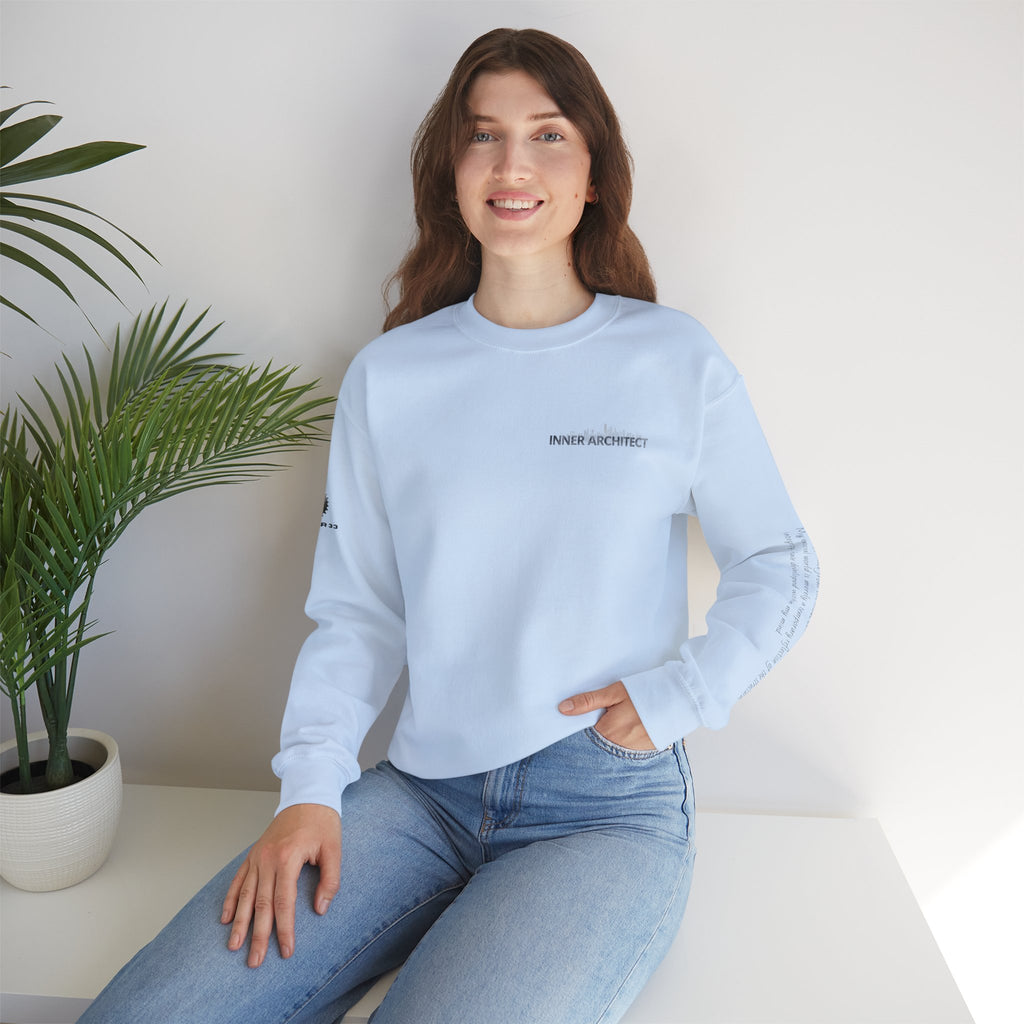 "Inner Architect" Crewneck Sweatshirt- Sleeve Printed Affirmation