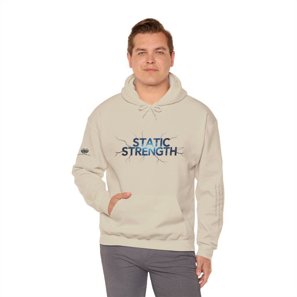 “Static Strength” Hoodie Sweatshirt- Sleeve Print Affirmation