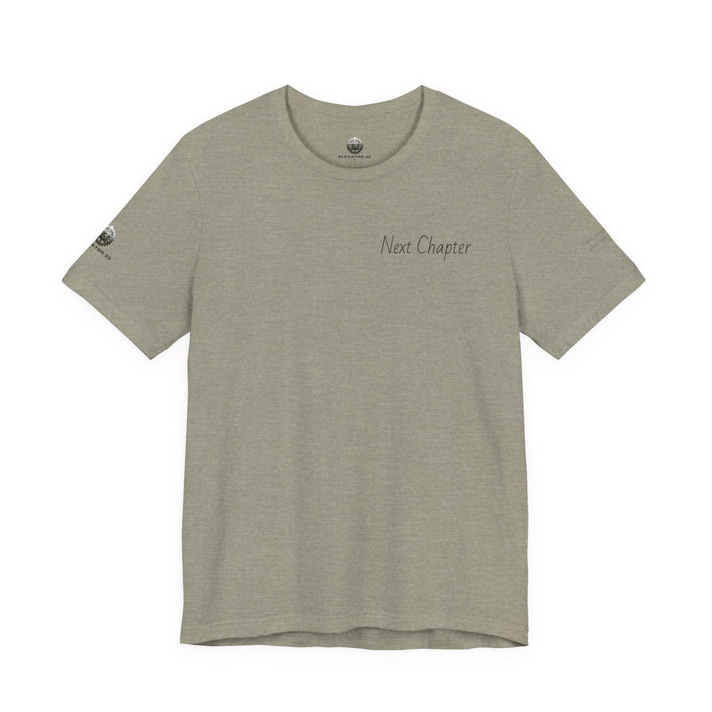 Next Chapter affirmation tee | Graphic open book back, inspirational sleeve text